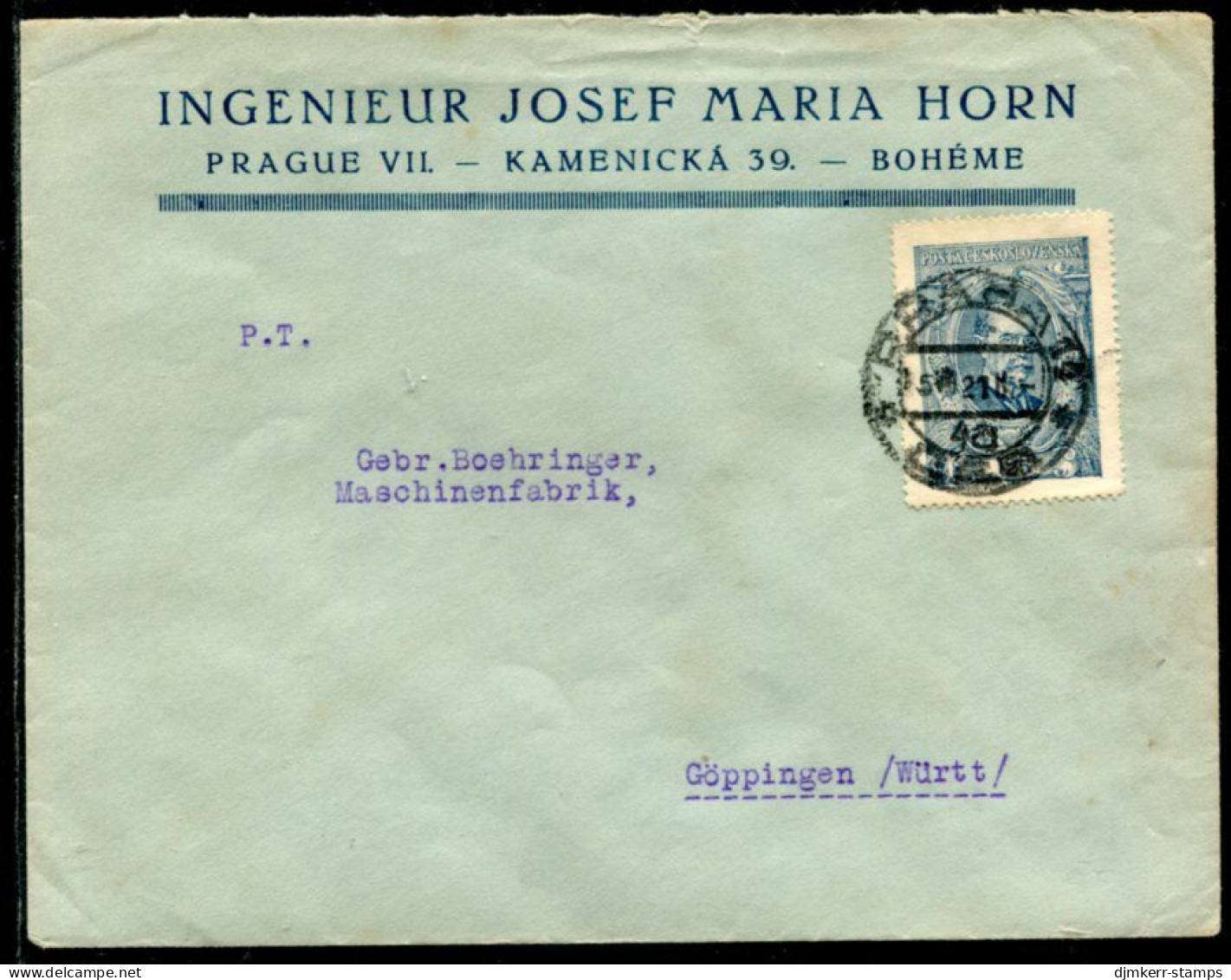 CZECHOSLAVKIA 1921 Cover To Germany With 125 H. Masaryk Single Franking.  Michel 161a. - Storia Postale