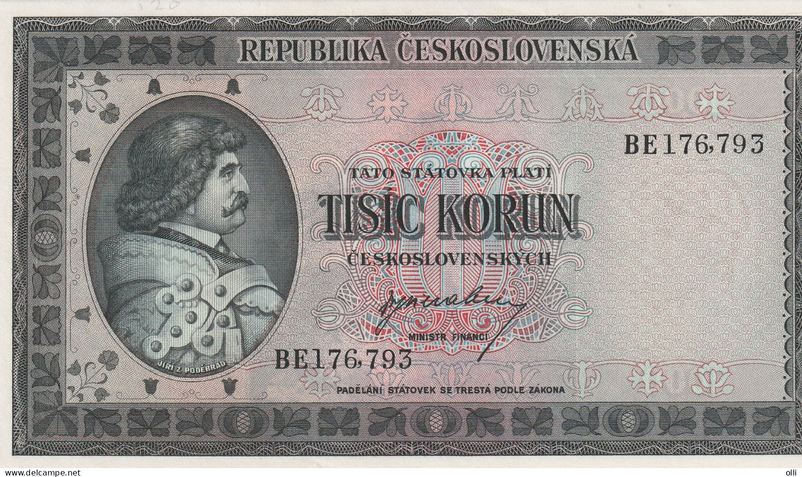 Czechoslovakia 1000 Korun, P-65a  ND/1945  UNC - Czechoslovakia