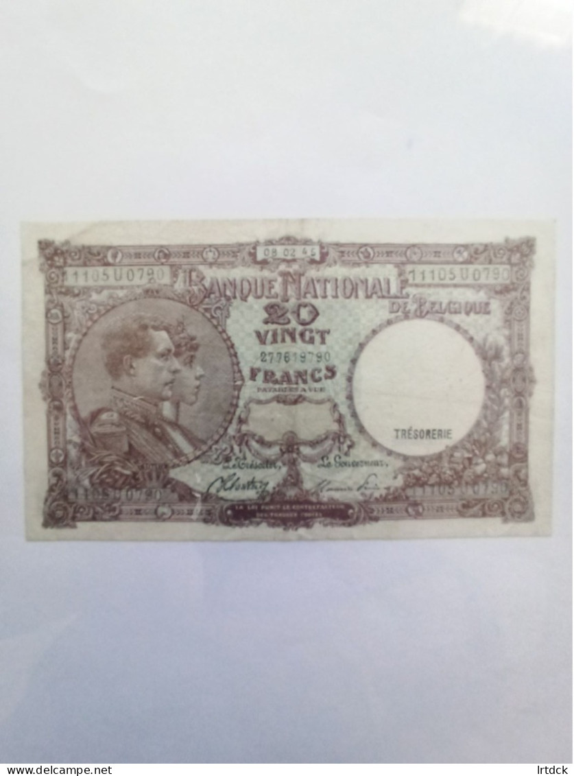 Billet Belgique 20 Francs 1945 - Other & Unclassified