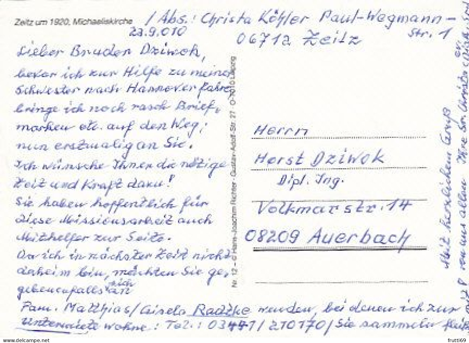 AK 177782 GERMANY - Zeitz - Michaelis-Kirche Mit Kaiser-Wilhelm-Denkmal - MODERN REPRODUCTION CARD - Zeitz