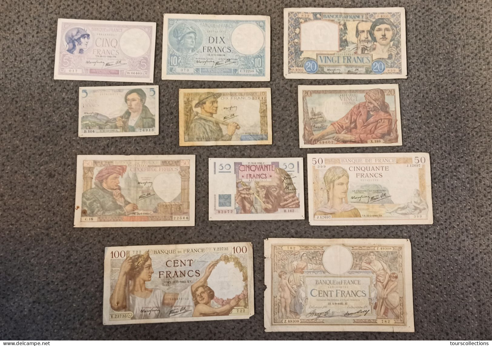 FRANCE 11 BILLETS De BANQUE FRANCAIS De 1935 à 1950 En LOT (non Divisible) - Mezclas - Billetes