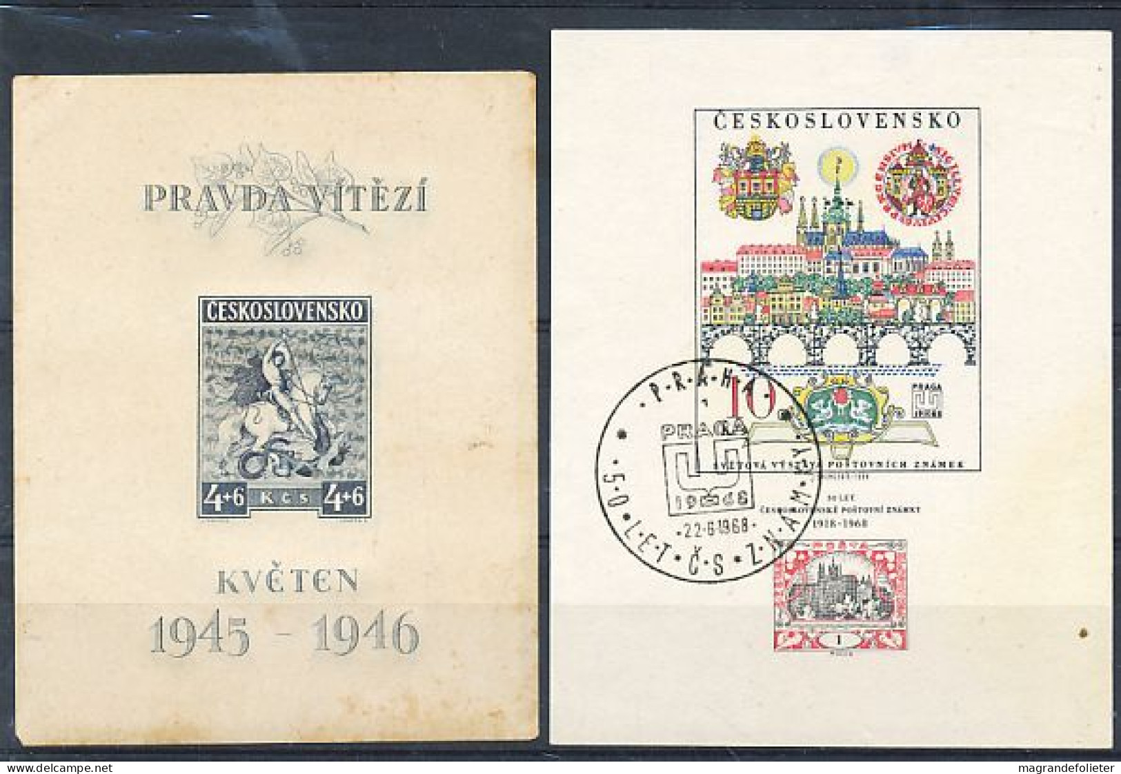 TIMBRE STAMP ZEGEL TCHECOSLOVAQUIE 2 BF No 10 ET 35 - Autres & Non Classés