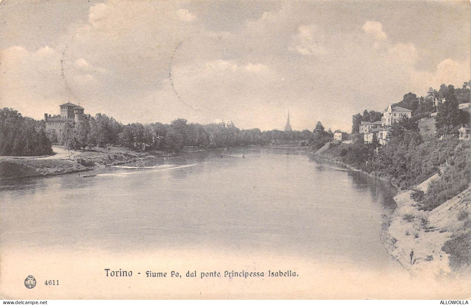 24192 " TORINO-FIUME PO DAL PONTE PRINCIPESSA ISABELLA "-VERA FOTO-CART. SPED.1907 - Fiume Po