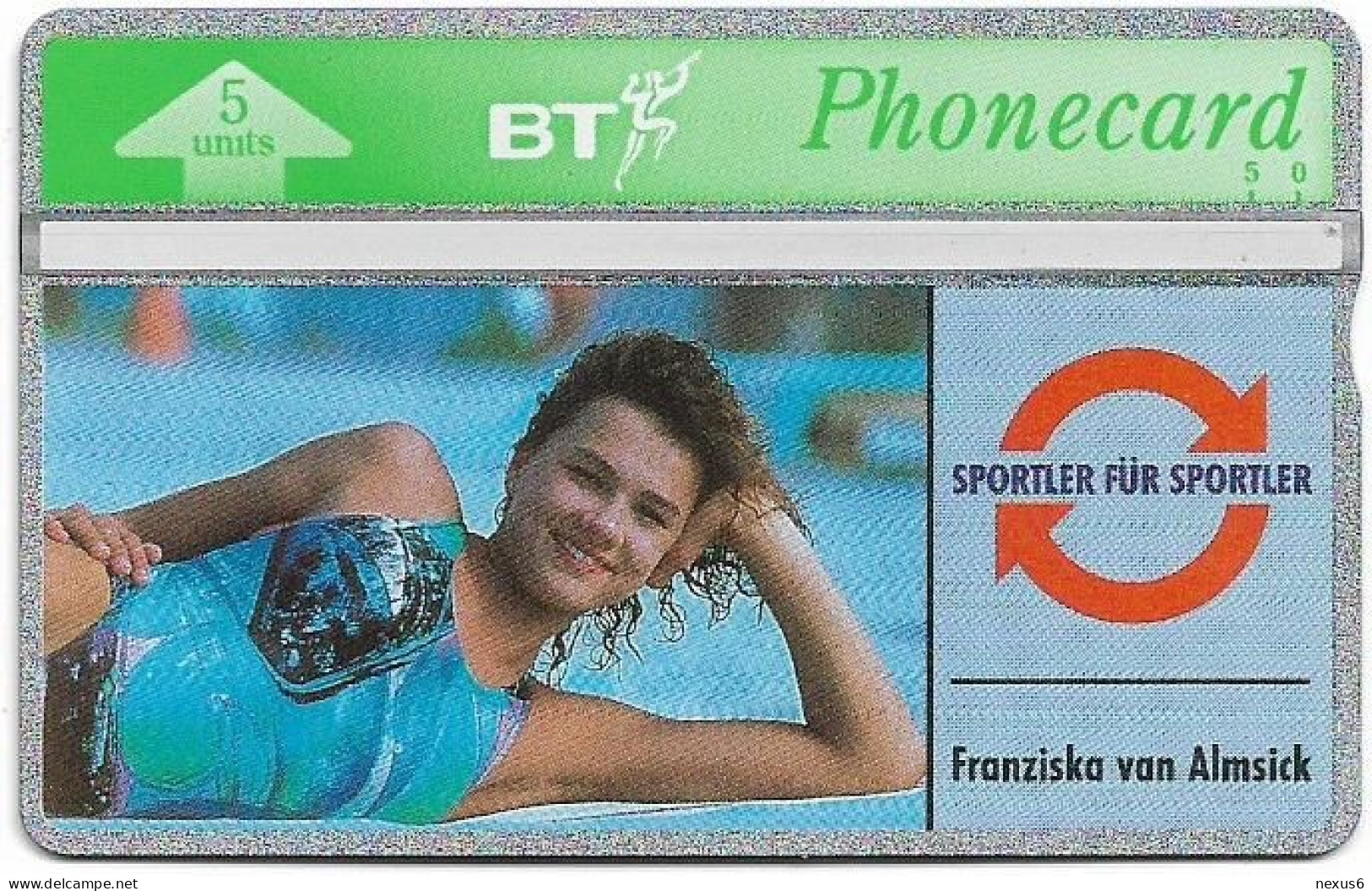 UK - BT - L&G - BTO-022 - Sports Series #1, Franziska Van Almsick - 327C - 1993, 5U, 30.000ex, Mint - BT Emissions Etrangères