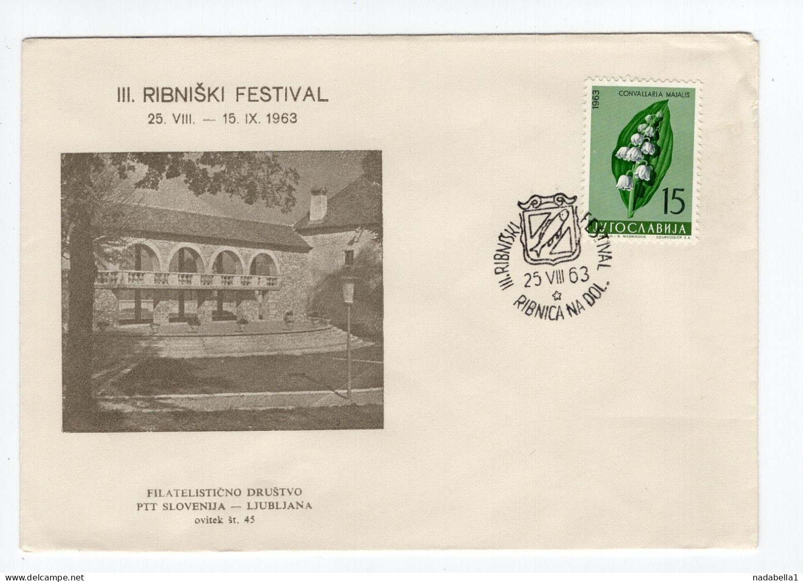 1963. YUGOSLAVIA,SLOVENIA,RIBNICA NA DOLENJSKEM,FISH FESTIVAL,SPECIAL COVER AND CANCELLATION - Cartas & Documentos