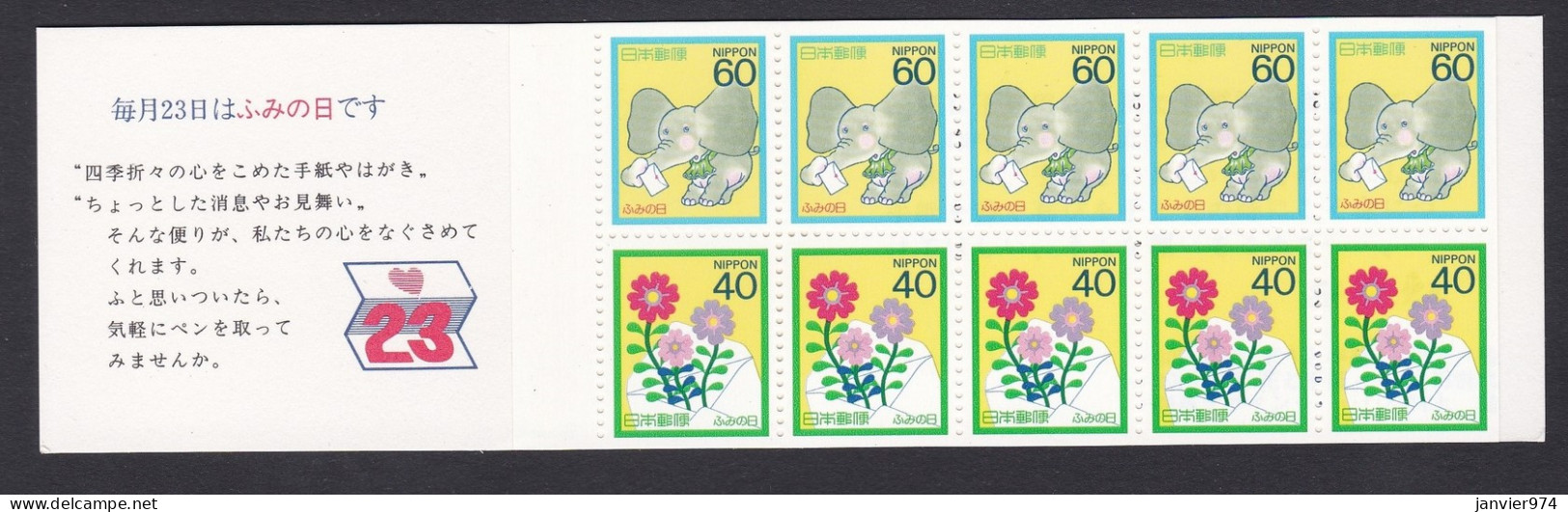 Japon 1987 , Carnet Neuf Et Complete , Fleurs Et éléphant , Voir Scan Recto Verso  - Nuevos