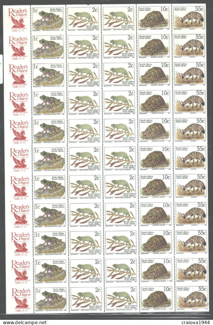 SOUTH AFRICA 1996 - 1998"READER DIGEST - FAUNA" SHEET #867h MNH - Nuovi