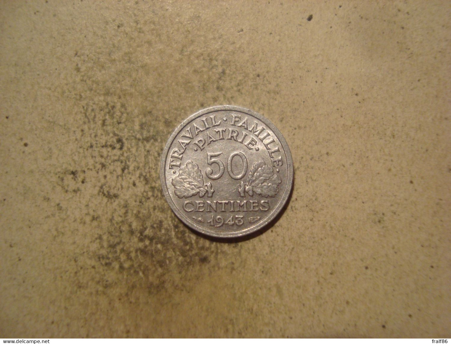 MONNAIE FRANCE 50 CENTIMES 1943 FRANCISQUE ( Légère ) - 50 Centimes