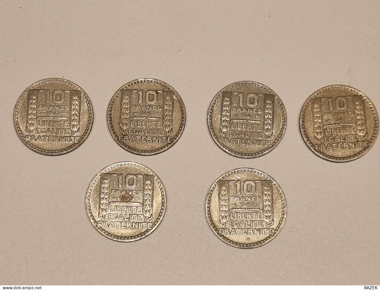 10 Frs TURIN 1945/47 Grosse Tête SUP  6 Pieces - 10 Francs