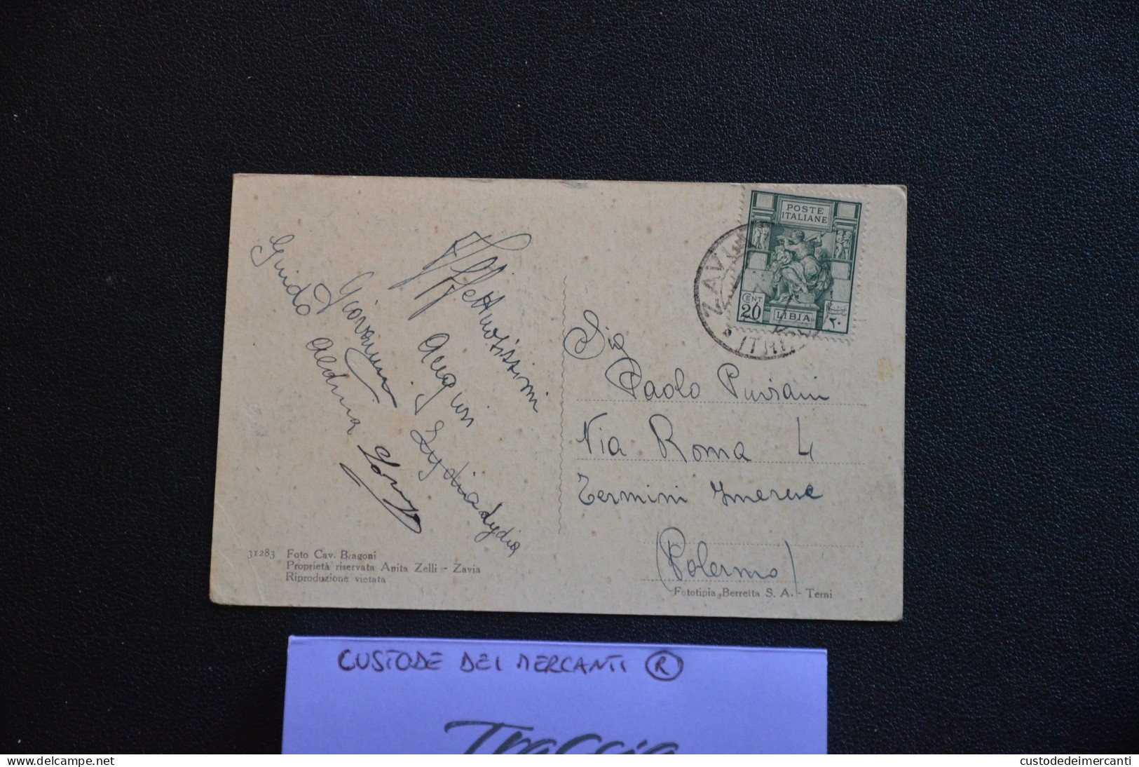 CARTOLINA AFRICA COLONIALI COLONIE LIBIA TRIPOLI ZAVIA CHIESA CATTOLICA VG 1930 - Libye