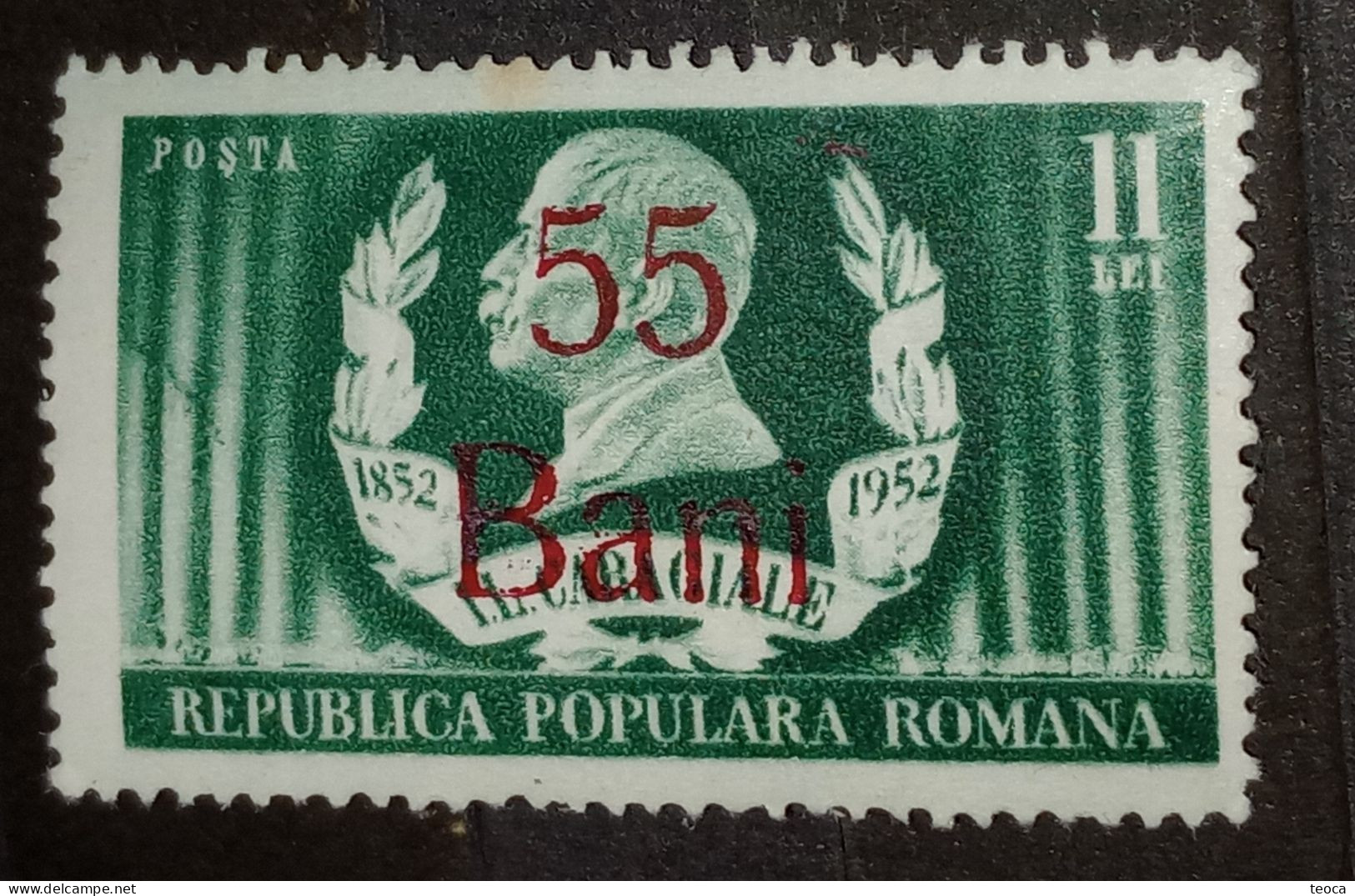 Stamps Errors Romania 1952 # Mi 1296  Printed With Slanted Colored Line,overprint 55Bani,unused - Variedades Y Curiosidades