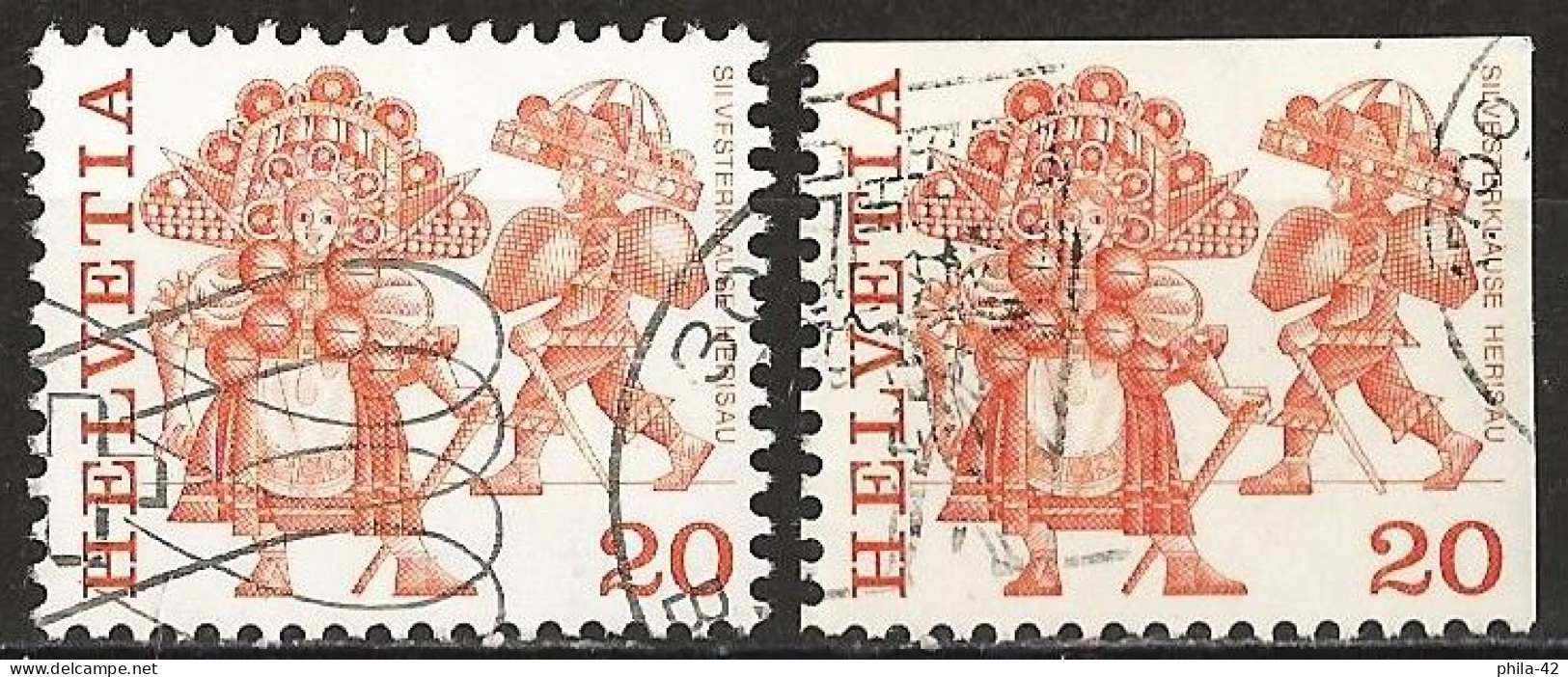 Switzerland 1977 - Mi 1102A / Eor - YT 1035/35c ( Regional Festival : New Year's Eve, Herisau ) - Errors & Oddities