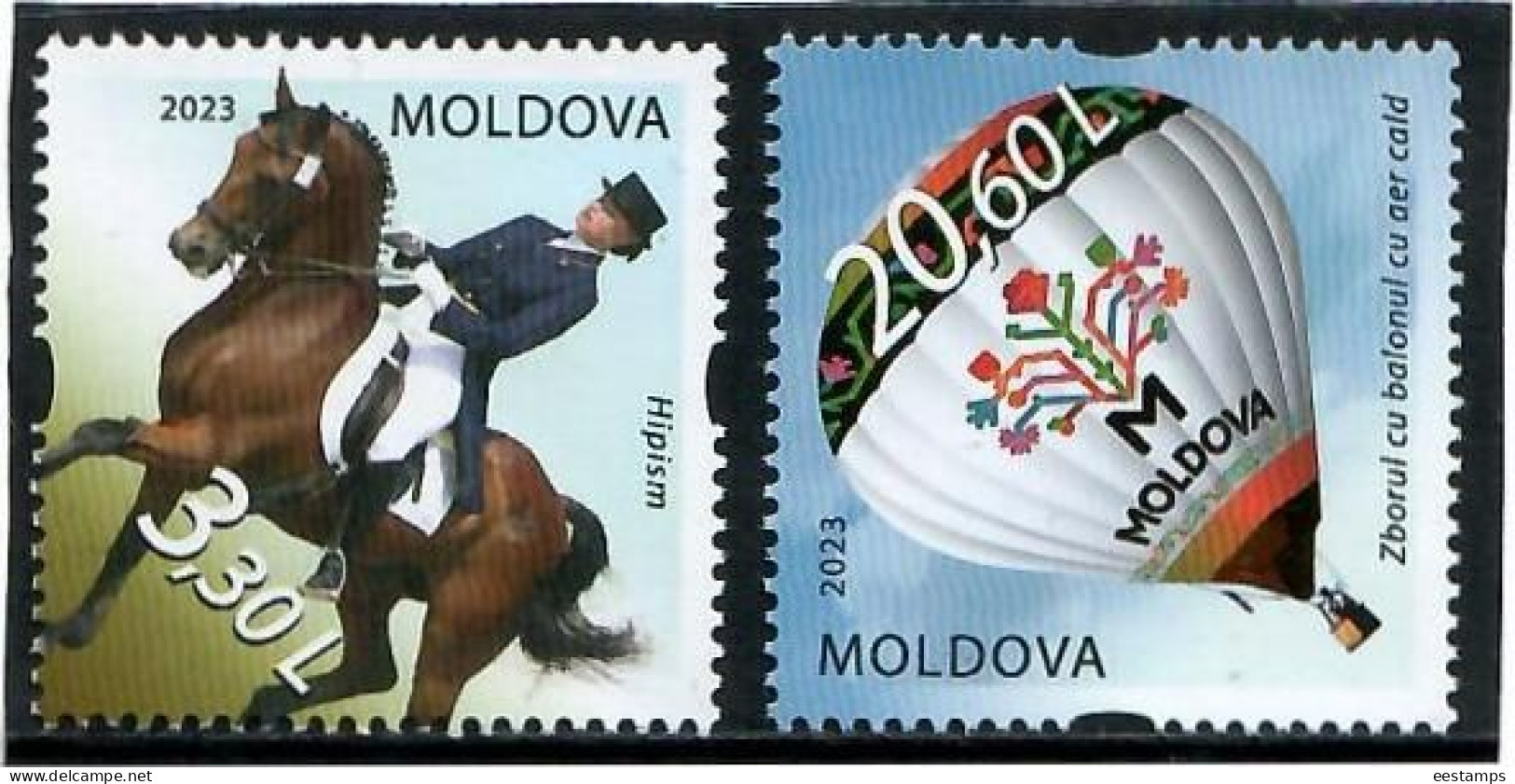 Moldova 2023 . Horserace, Hot Air Baloon. 2v. - Moldavia