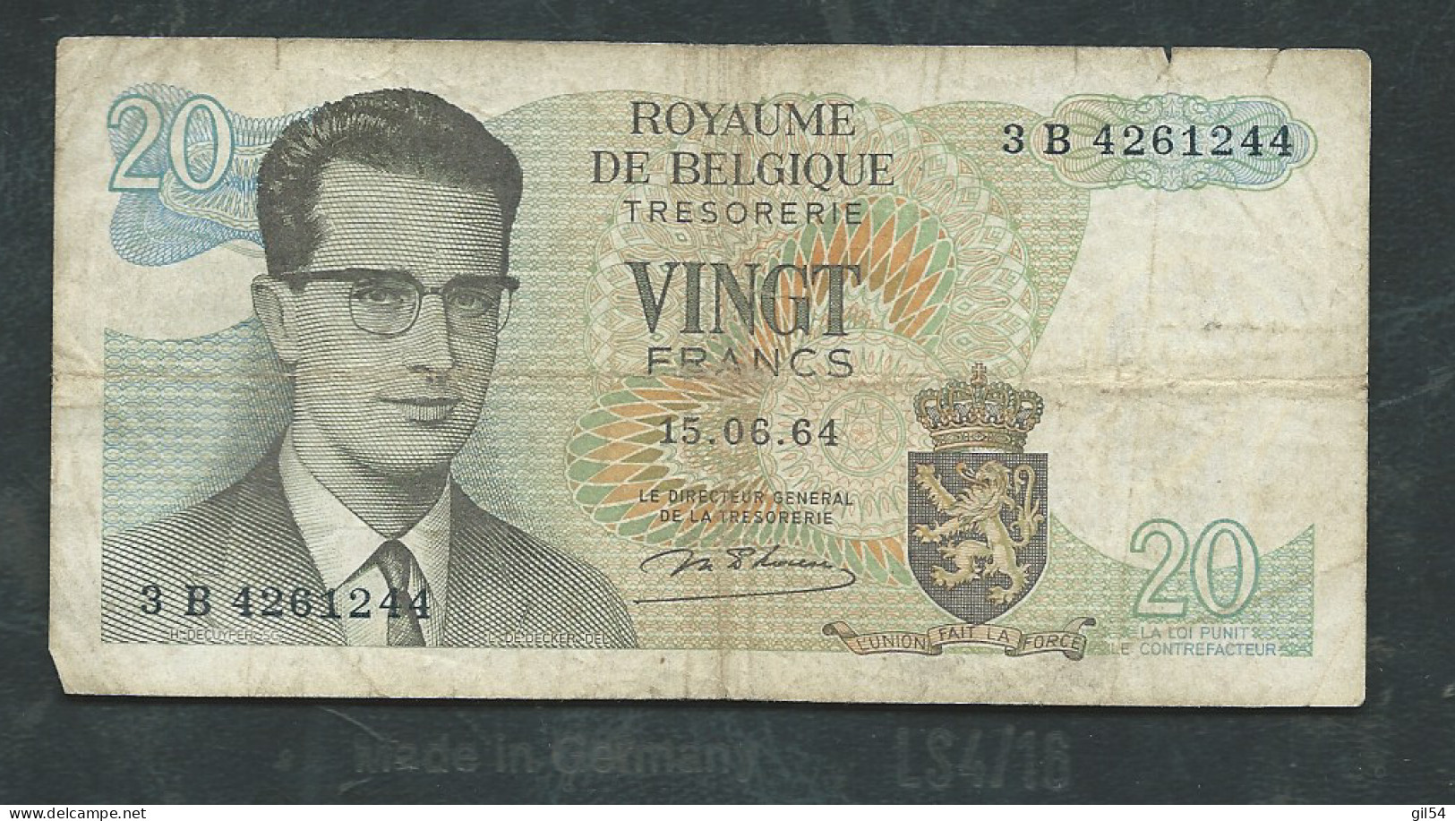 Billet , BELGIQUE 20 Francs 15/06/1964 N° 3 B 4261244  - Laura 13003 - 20 Francs
