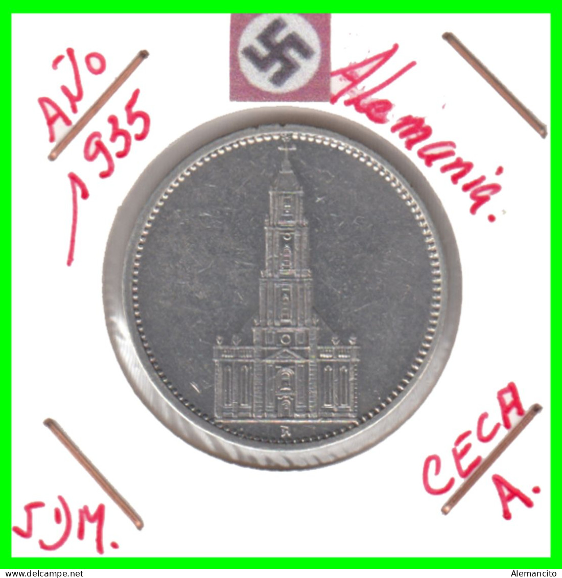 ALEMANIA TERCER REICHS  MONEDA DE 5.00 –DEUTFCHES REICHS MARK AÑO 1935 A – KM 83 PLATA  - 1º ANIVERSARIO DOMINIO NAZI 1 - 5 Reichsmark
