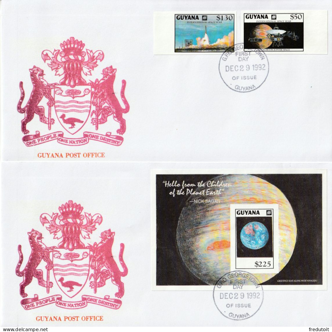 GUYANA - FDC - "ISY'92" Année Internationale De L'espace - NON DENTELE - - América Del Sur