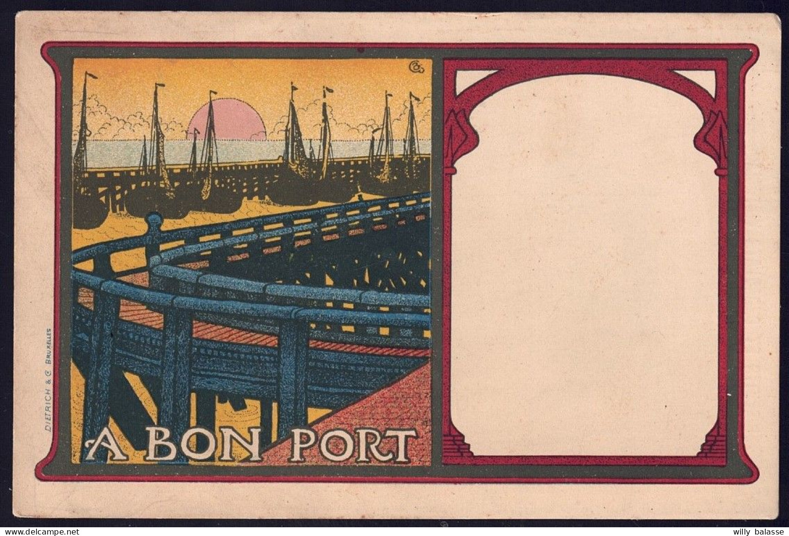 +++ CPA - Illustrateur COMBAZ - Les Proverbes - " A BON PORT " - Art Nouveau - Pub Biscuits Victoria  // - Combaz