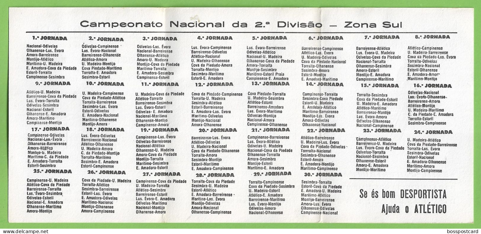 Lisboa - Calendário Futebol Zona Sul 1985 - Atlético - Nacional Madeira - Cova Piedade - E. Amadora - Portugal - Grossformat : 1981-90