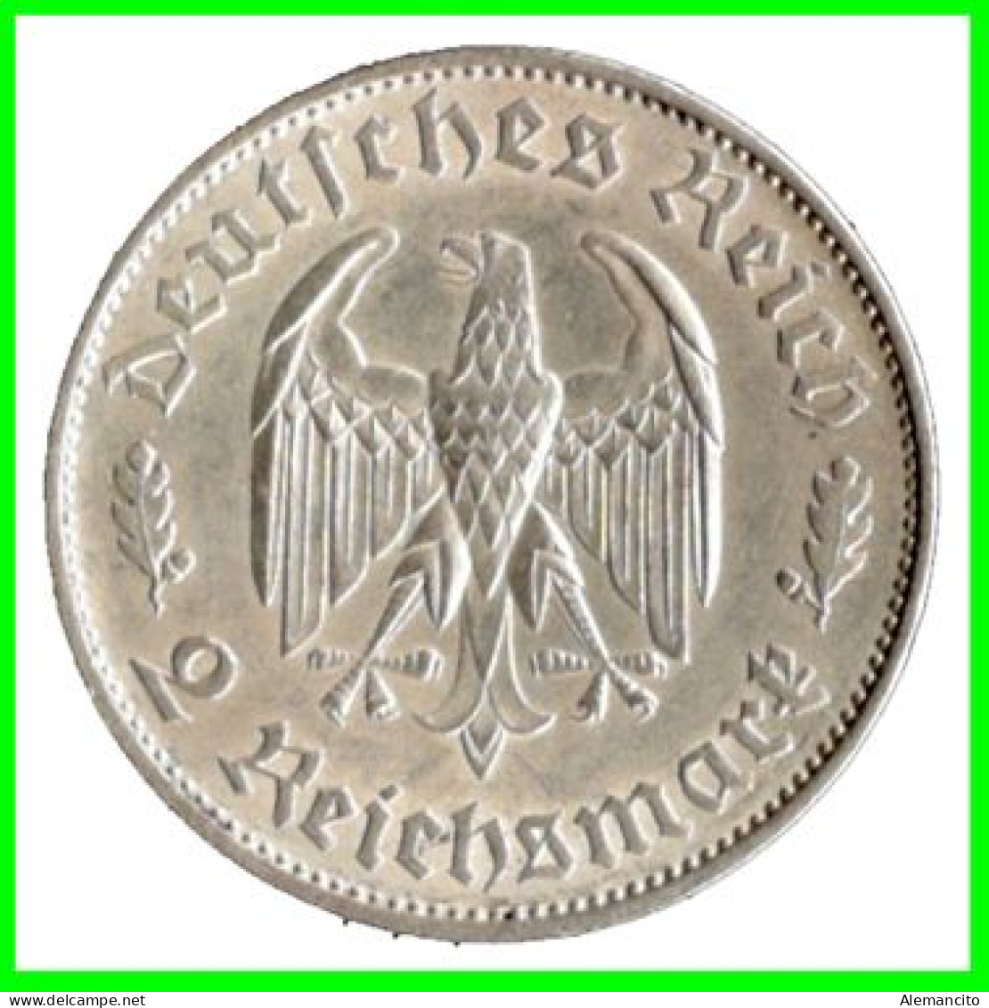 ALEMANIA TERCER REICHS  MONEDA DE 2.00 DEUTFCHES REICHS MARK AÑO 1934 f – KM 85 PLATA  - 175  ANIVERSARIO  SCHILLER S/C - 5 Reichsmark