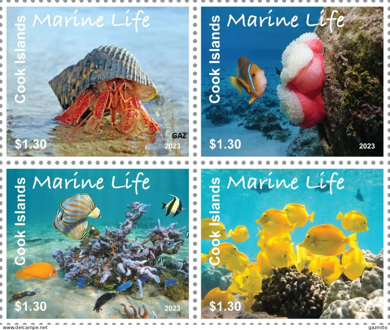 Cook 2023, Marine Life, Crab, Fish, Coral, 4val - Crustacés