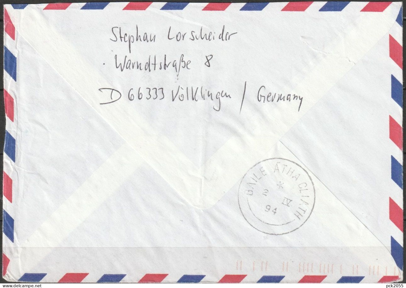 BRD Flugpost /Erstflug Canadair RJ  LH 5260 Hamburg - Dublin 2.4.1994 Ankunftstempel 2.4.94 (FP 300 ) - Erst- U. Sonderflugbriefe