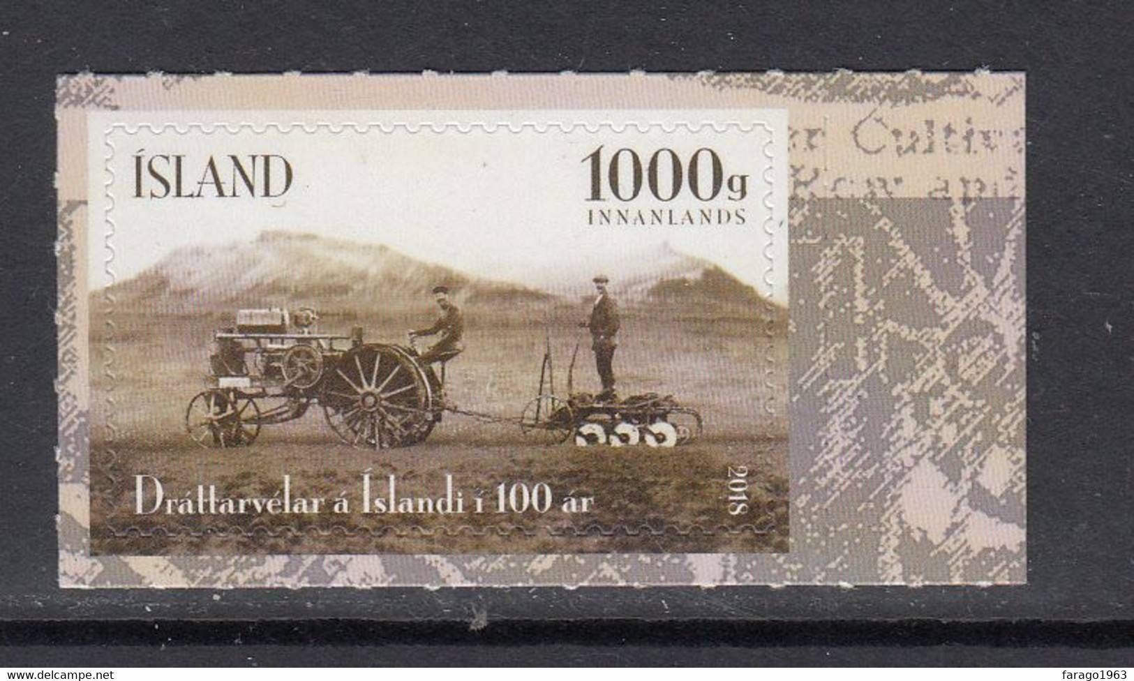 2018 Iceland Tractor Agriculture Complete Set Of 1 MNH @ BELOW FACE VALUE - Neufs