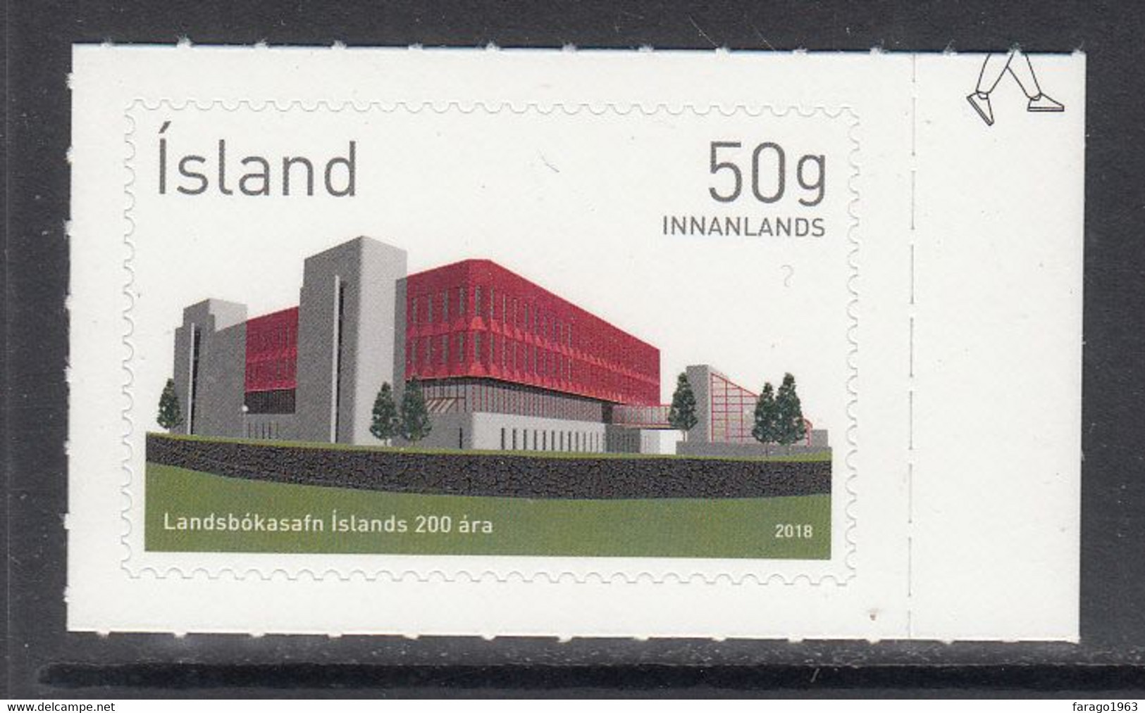 2018 Iceland National Library Complete Set Of 1 MNH @ BELOW FACE VALUE - Neufs