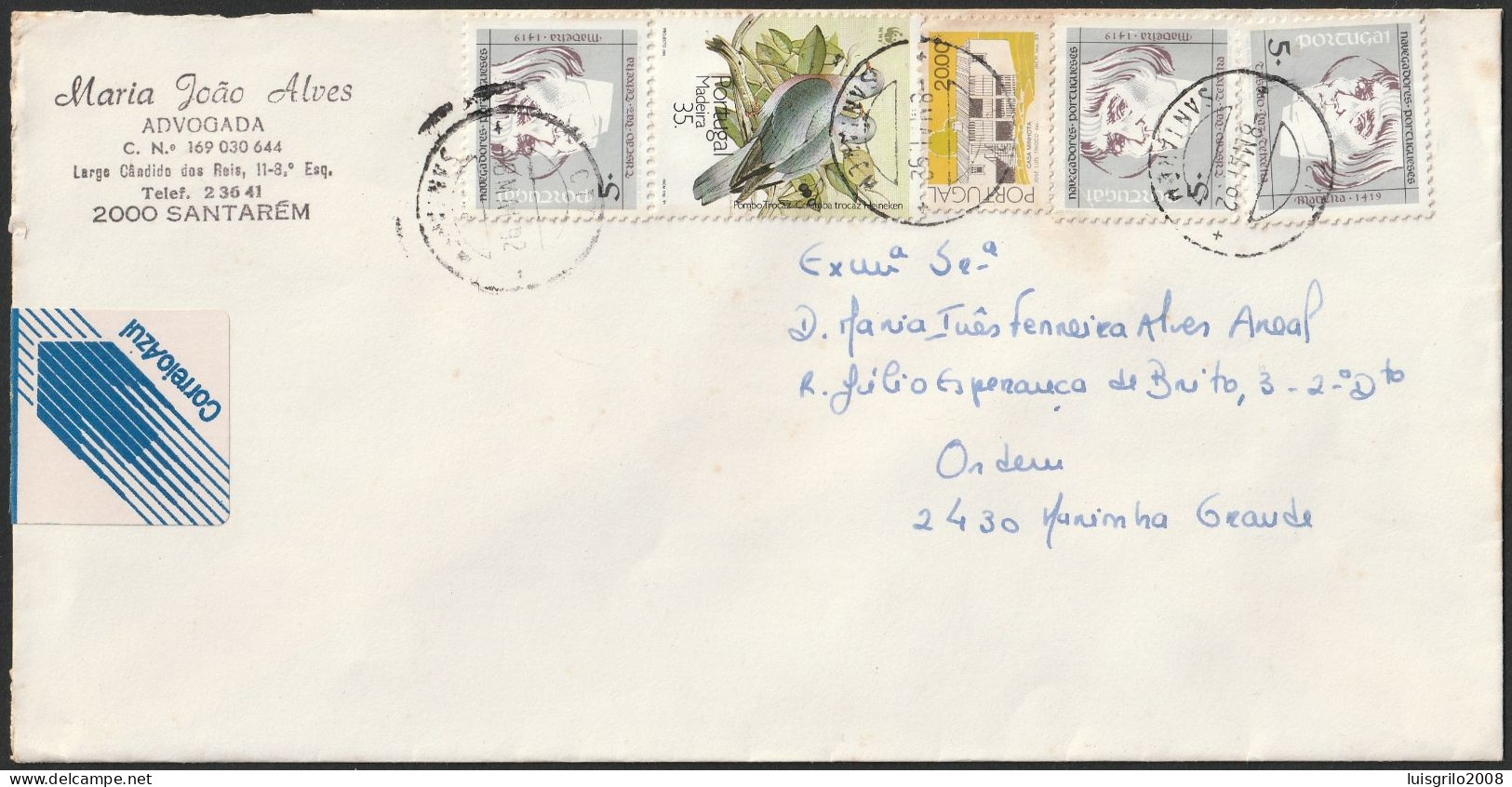 Portugal - Santarém > Marinha Grande -|- Postmark - Santarém, 1992 - Correio Azul - Covers & Documents