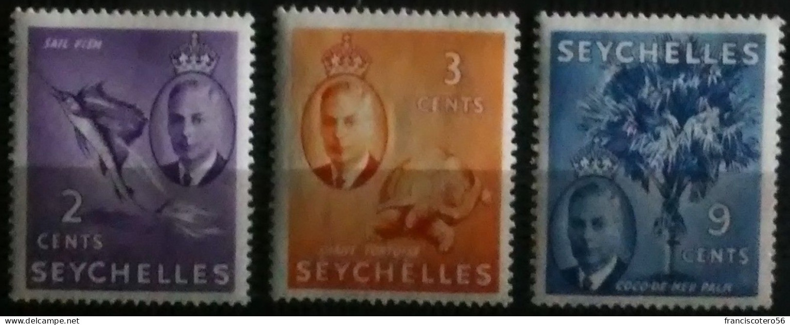 SEYCHELLES: Año. 1952 - (Rey George VI). 3/Valores - SG. Nº- *158/160 - Muy Buenos Ejemplares. - Seychelles (...-1976)