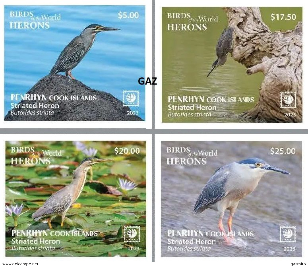 Penrhyn 2023, Birds, Henron, 4val IMPERFORATED - Albatros