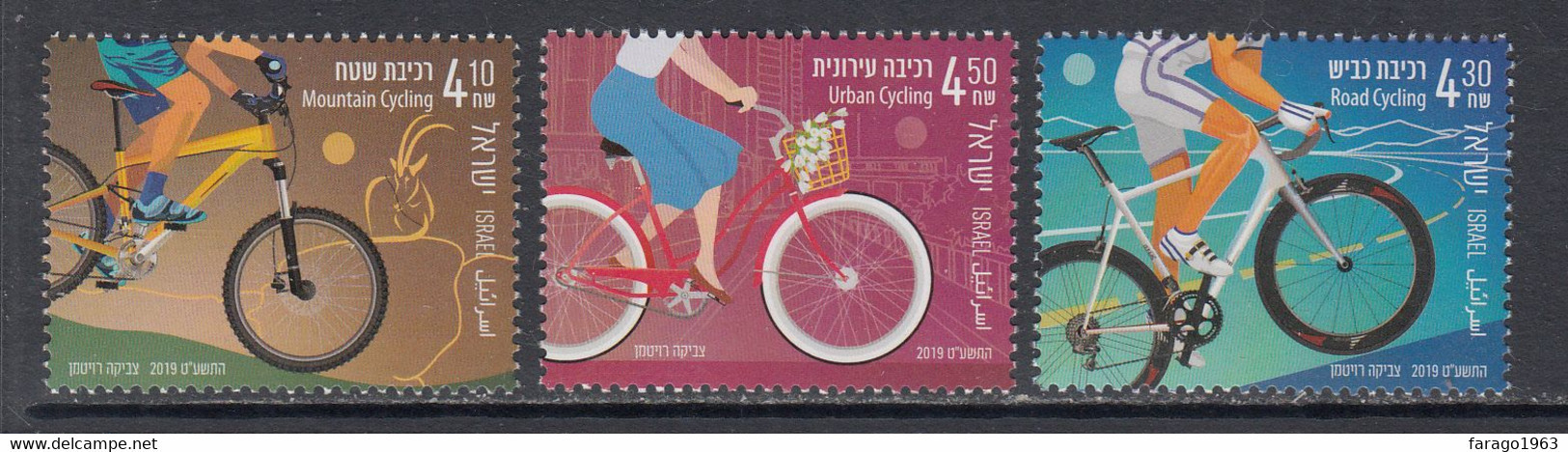 2019 Israel Cycling Bicycles  Complete Set Of 3 MNH @ BELOW FACE VALUE - Neufs (sans Tabs)
