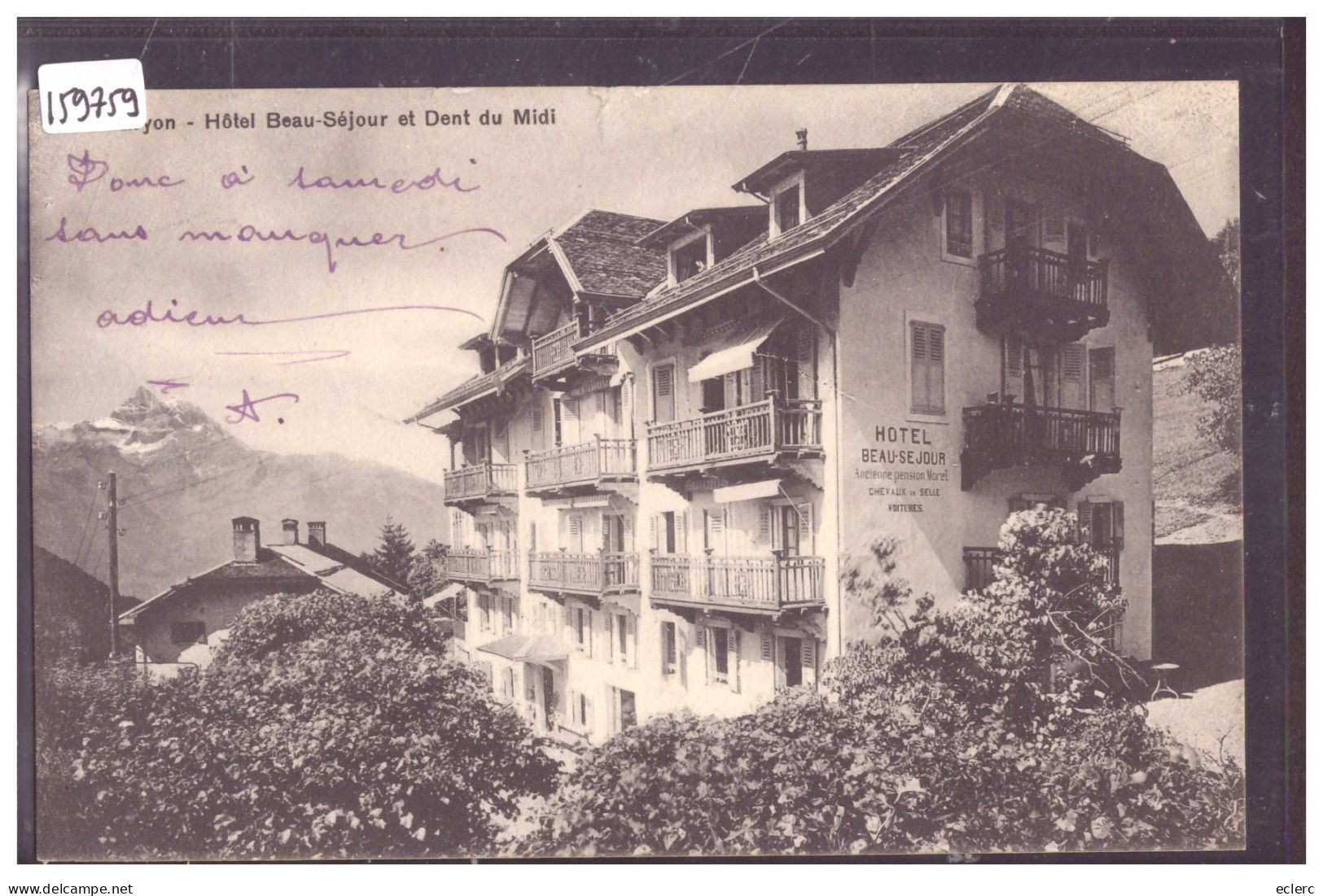 DISTRICT D'AIGLE - GRYON - HOTEL BEAU SEJOUR - B ( PETIT ACCROC EN HAUT ) - Gryon