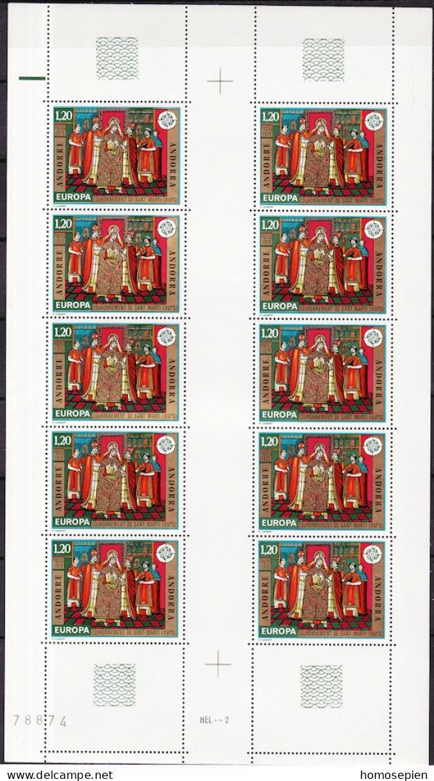 Andorre Français - Andorra Bloc Feuillet 1975 Y&T N°F243 à F244 - Michel N°KB264 à KB265 *** - EUROPA - Blocks & Kleinbögen