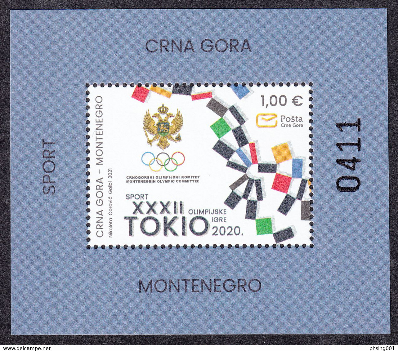 Montenegro 2021 XXXII Summer Olympic Games Tokyo 2020 Japan Sports, Block Souvenir Sheet MNH - Zomer 2020: Tokio