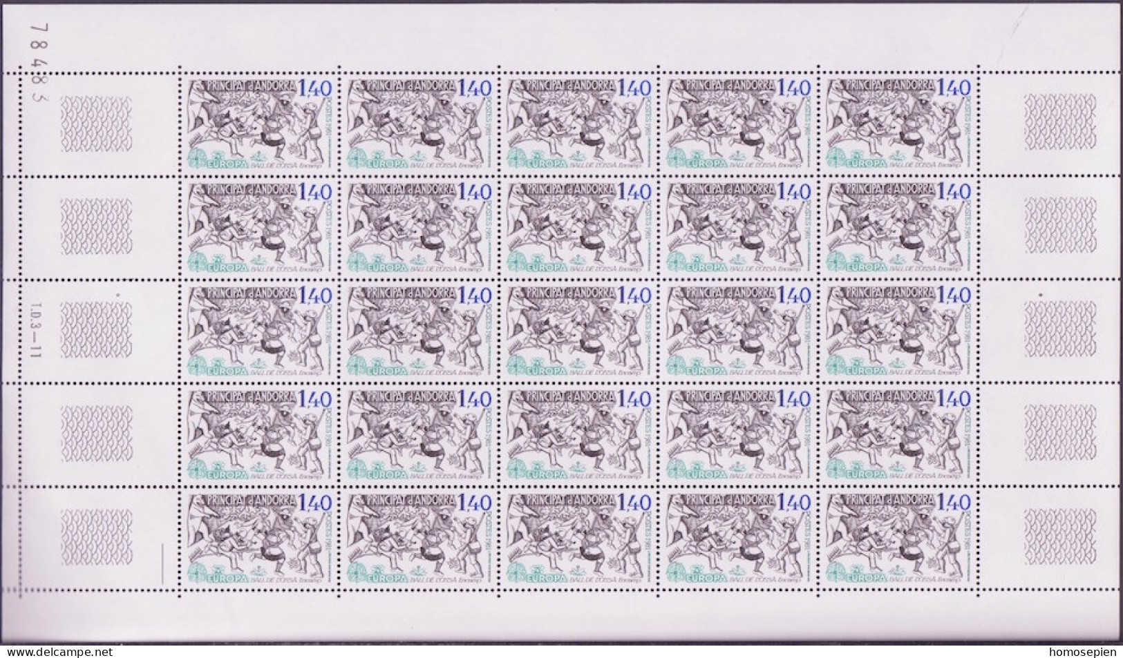 Andorre Français - Andorra Bloc Feuillet 1981 Y&T N°F292 à F293 - Michel N°KB313 à KB314 *** - EUROPA - Blocs-feuillets