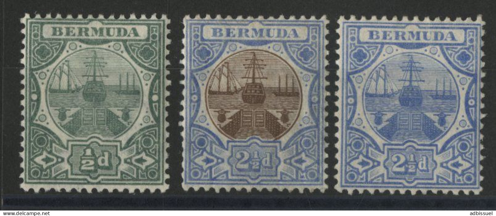 N° 30 + N° 36 + N° 36 Neufs * (MH) Cote 70 € 2 Ex. Signés A. Brun. Stanley Gibbons N° 35 + 40 + 41 TB - Bermudas