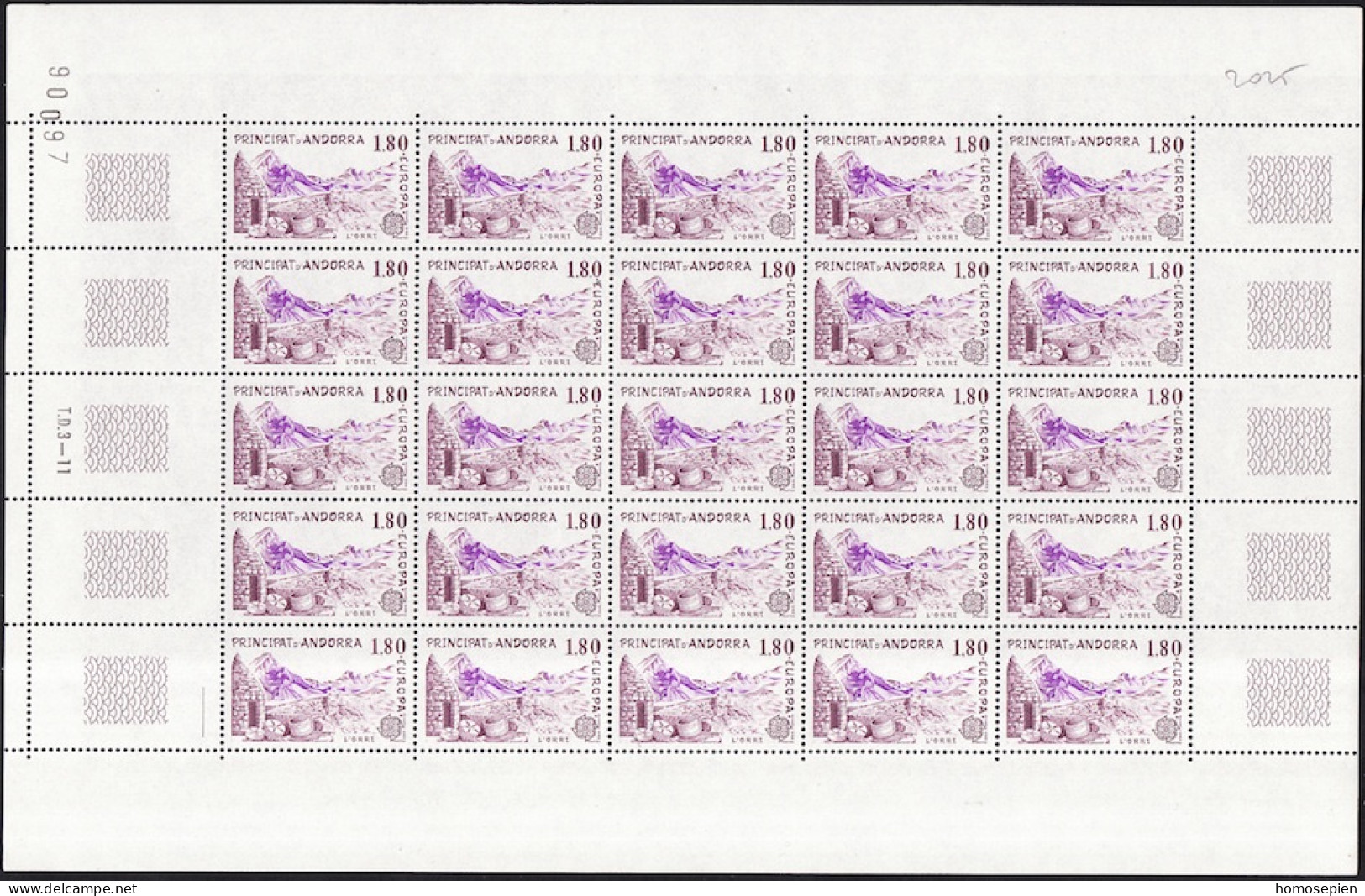 Andorre Français - Andorra Bloc Feuillet 1983 Y&T N°F313 à F314 - Michel N°KB334 à KB335 *** - EUROPA - Blocks & Kleinbögen