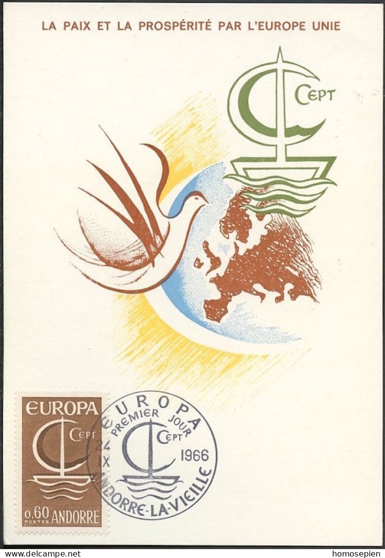 Europa CEPT 1966 Andorre Français - Andorra CM Y&T N°178 - Michel N°MK198 - 60c EUROPA - 1966