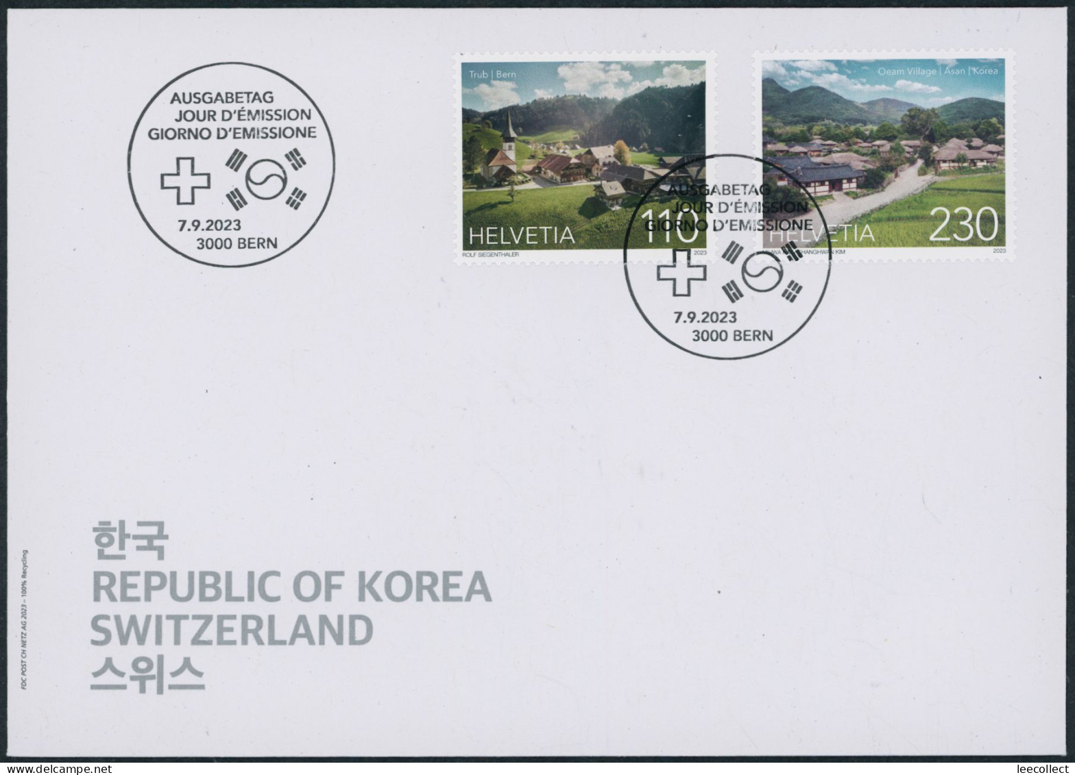 Suisse - 2023 - Schweiz · Korea - Ersttagsbrief FDC ET - Covers & Documents