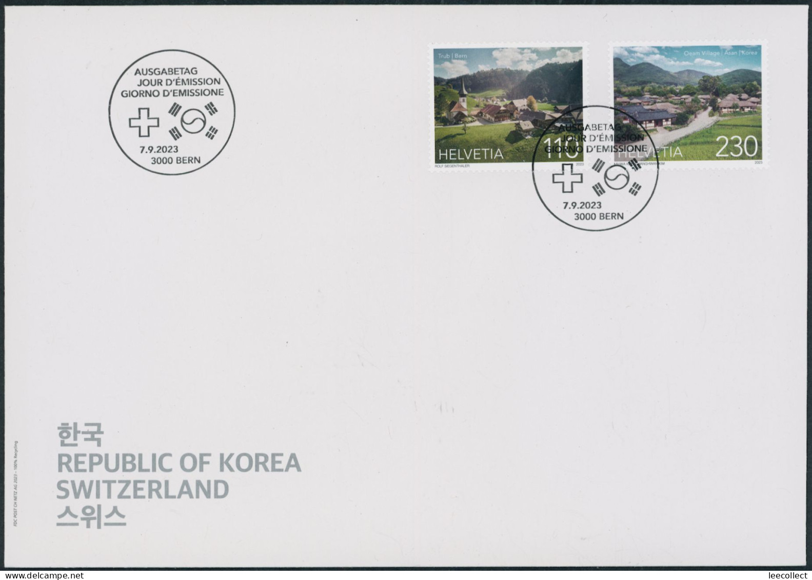 Suisse - 2023 - Schweiz · Korea - Ersttagsbrief FDC ET - Cartas & Documentos