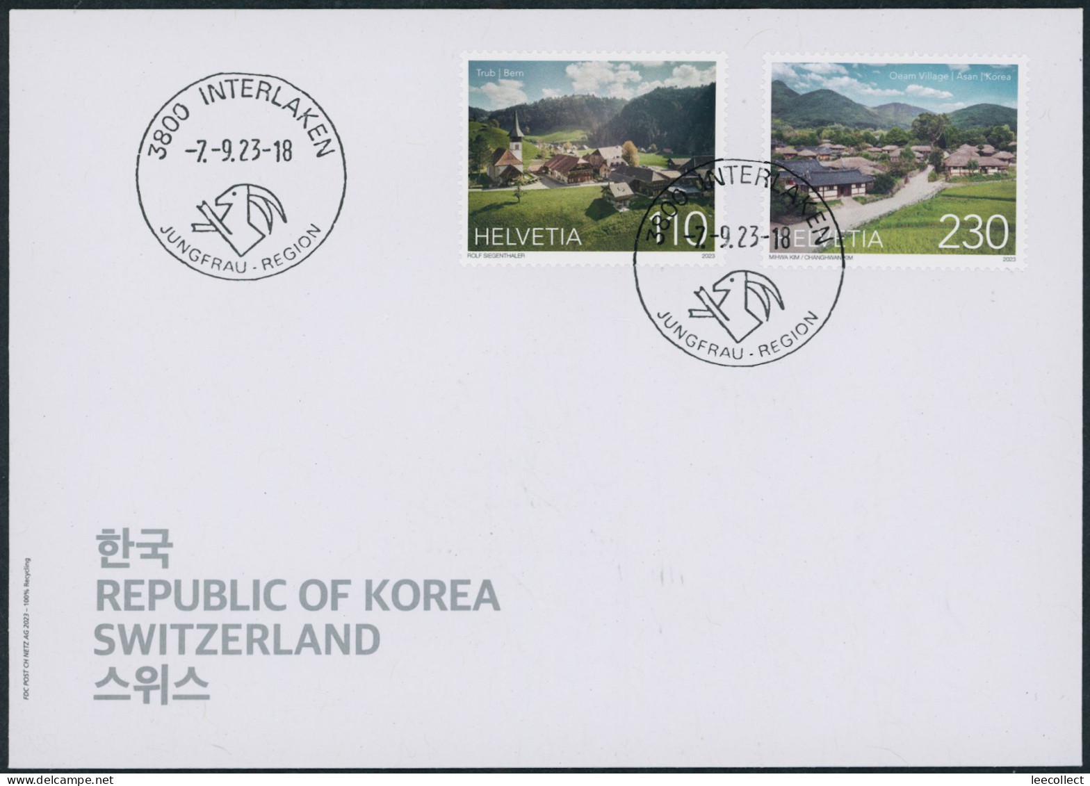 Suisse - 2023 - Schweiz · Korea - Ersttagsbrief FDC ET - Covers & Documents