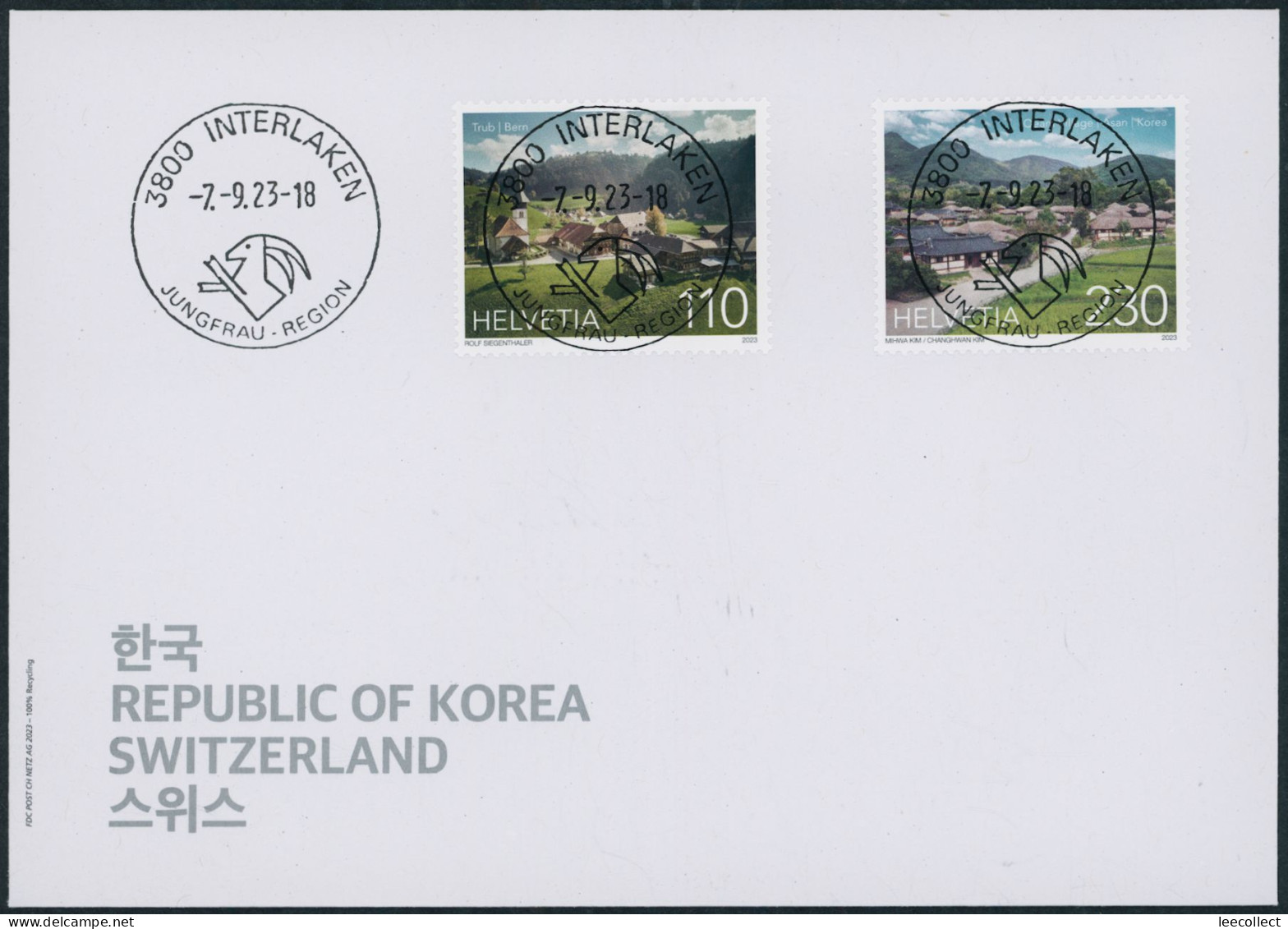 Suisse - 2023 - Schweiz · Korea - Ersttagsbrief FDC ET - Ersttag Voll Stempel - Brieven En Documenten