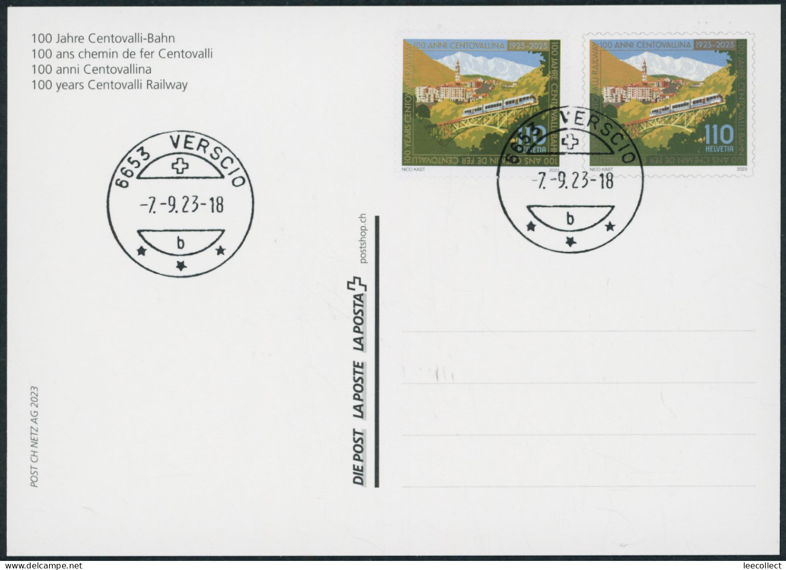 Suisse - 2023 - Centovalli Bahn - Bildpostkarte - Combo FDC ET - Lettres & Documents