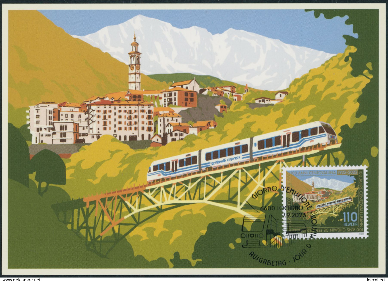 Suisse - 2023 - Centovalli Bahn - Maximumkarte MK - FDC ET - Brieven En Documenten