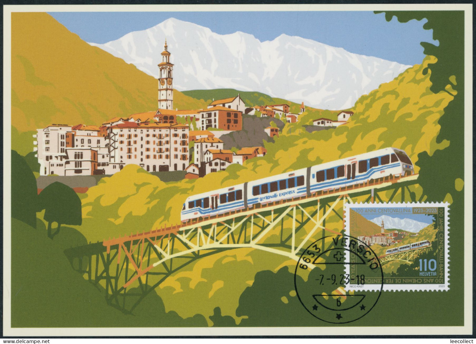 Suisse - 2023 - Centovalli Bahn - Maximumkarte MK - FDC ET - Briefe U. Dokumente