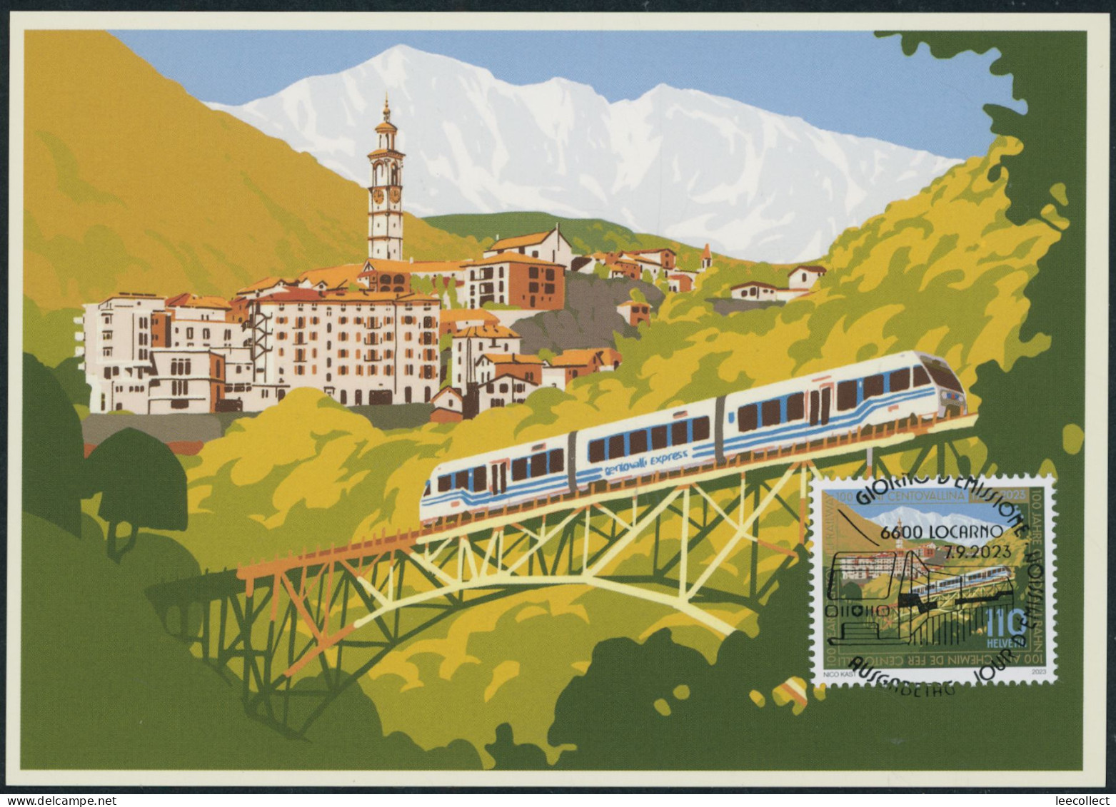 Suisse - 2023 - Centovalli Bahn - Maximumkarte MK - FDC ET - Ersttag Voll Stempel - Brieven En Documenten