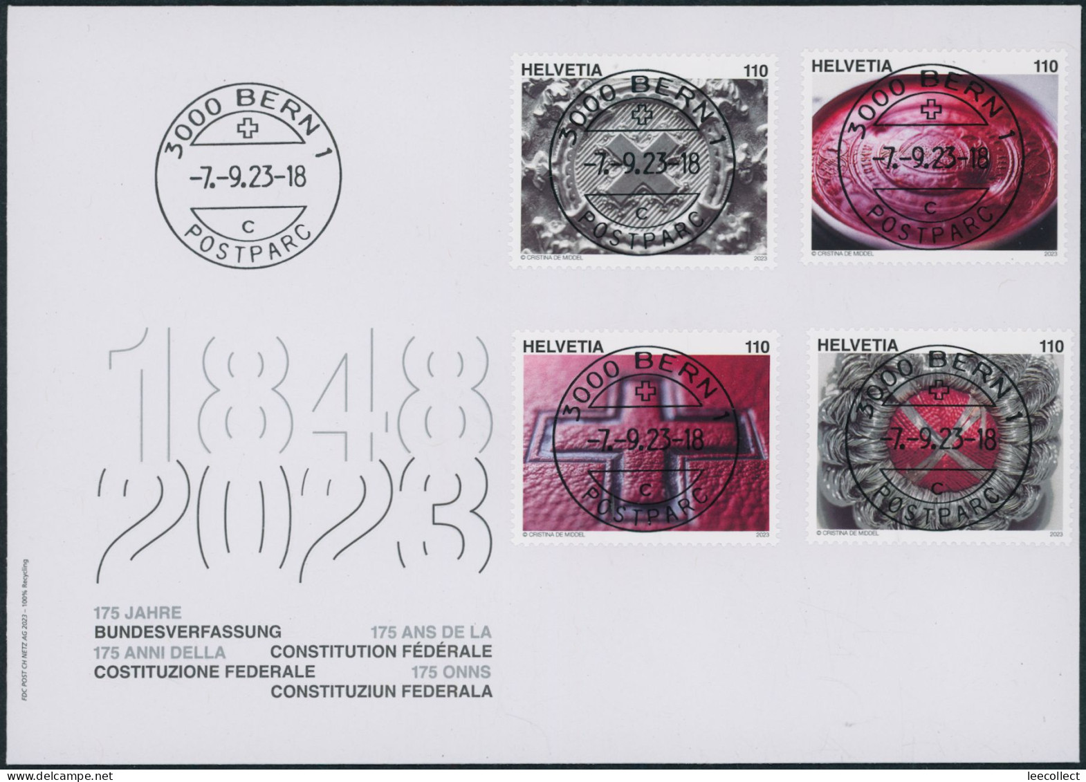 Suisse - 2023 - Bundesverfassung - Ersttagsbrief FDC ET - Ersttag Voll Stempel - Lettres & Documents