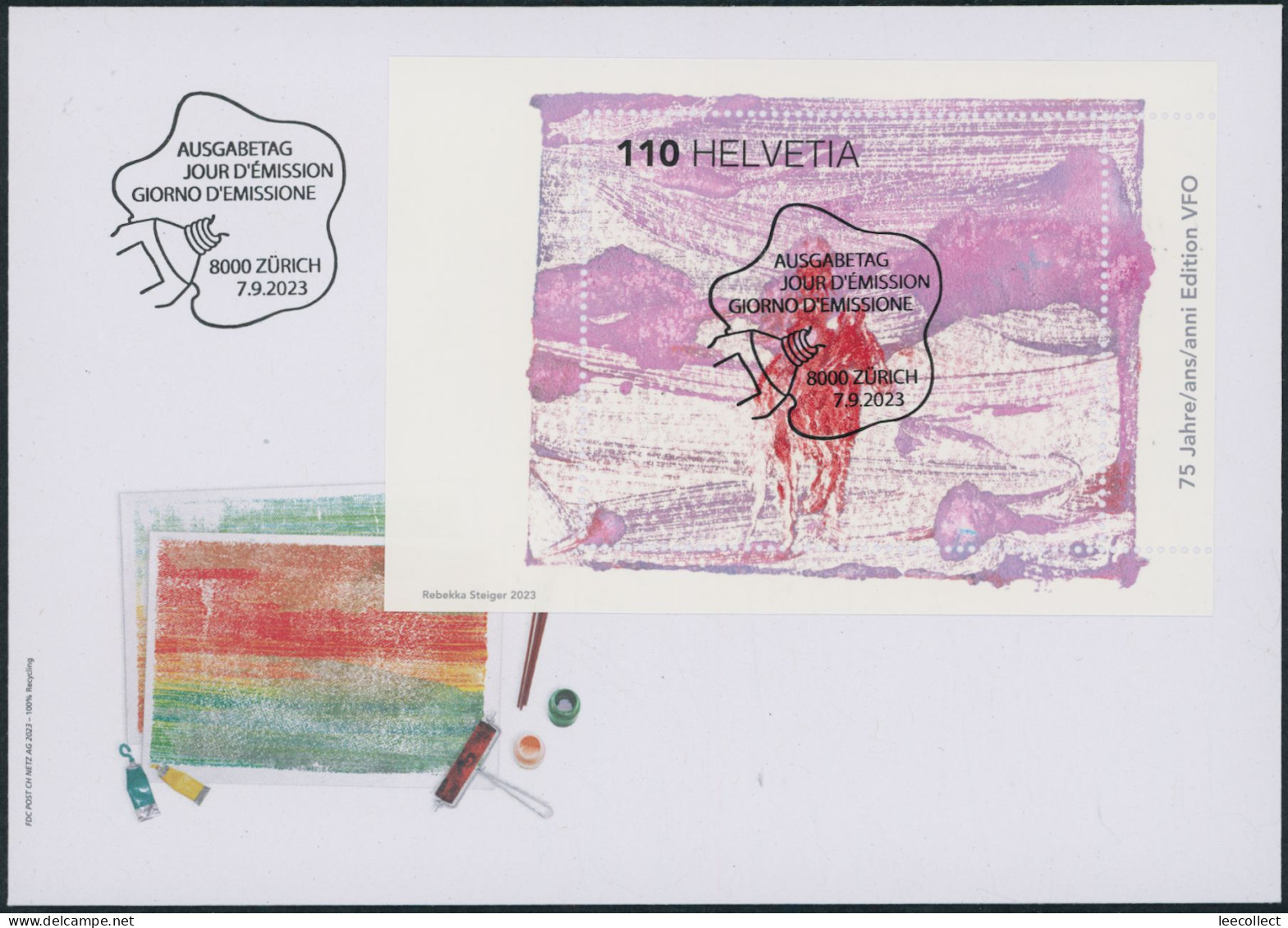 Suisse - 2023 - VFO - Block - Ersttagsbrief FDC ET - Ersttag Voll Stempel - Briefe U. Dokumente