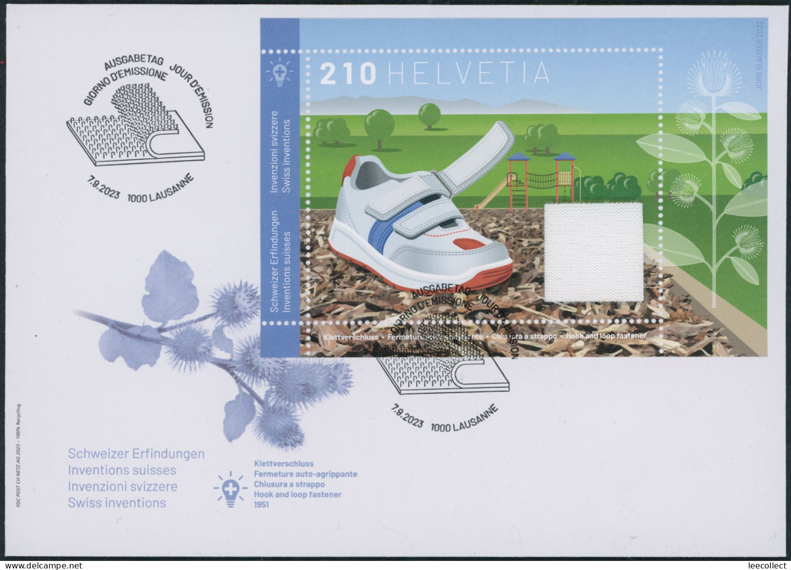 Suisse - 2023 - Klettverschluss - Block - Ersttagsbrief FDC ET - Brieven En Documenten