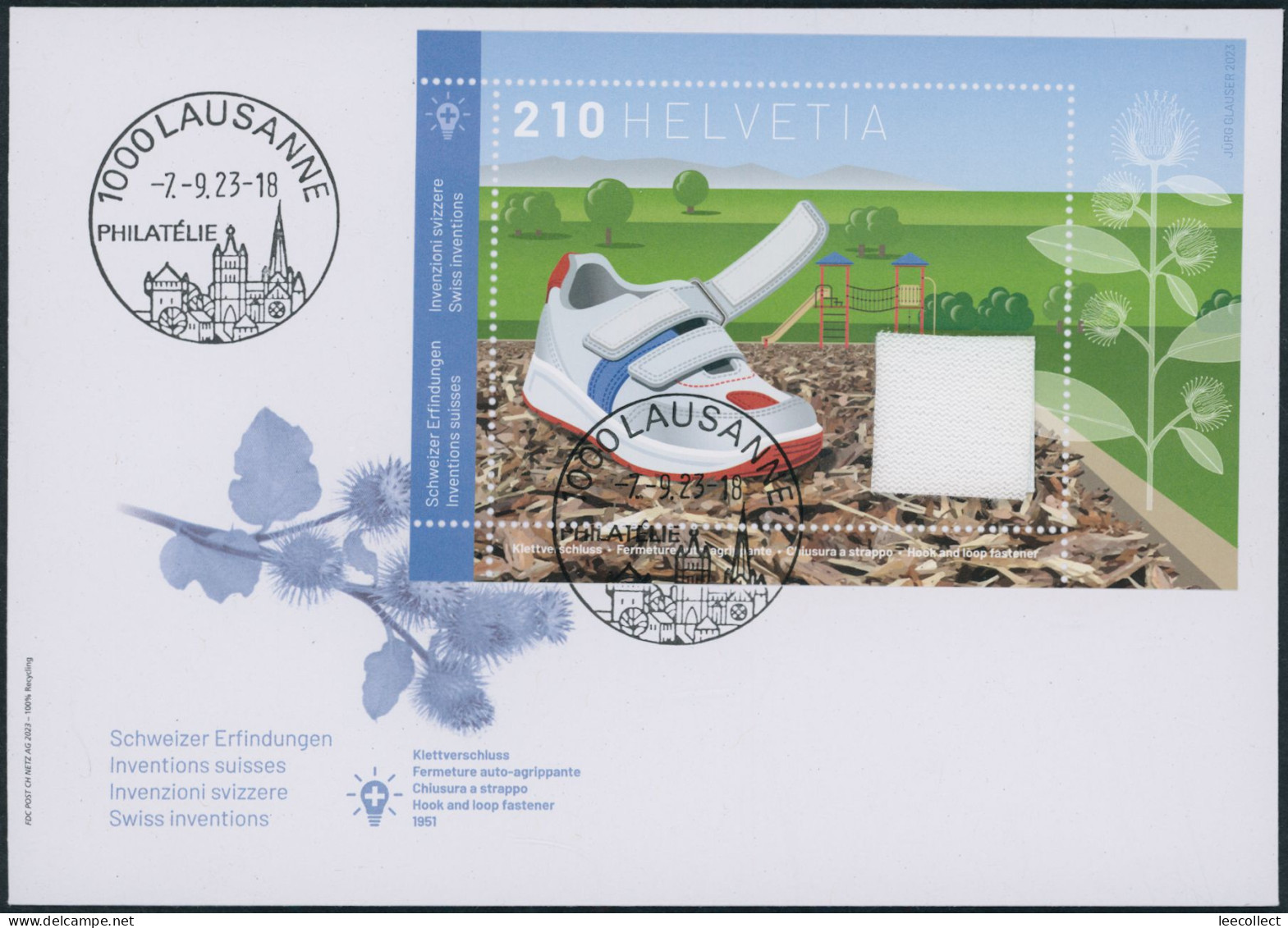 Suisse - 2023 - Klettverschluss - Block - Ersttagsbrief FDC ET - Brieven En Documenten